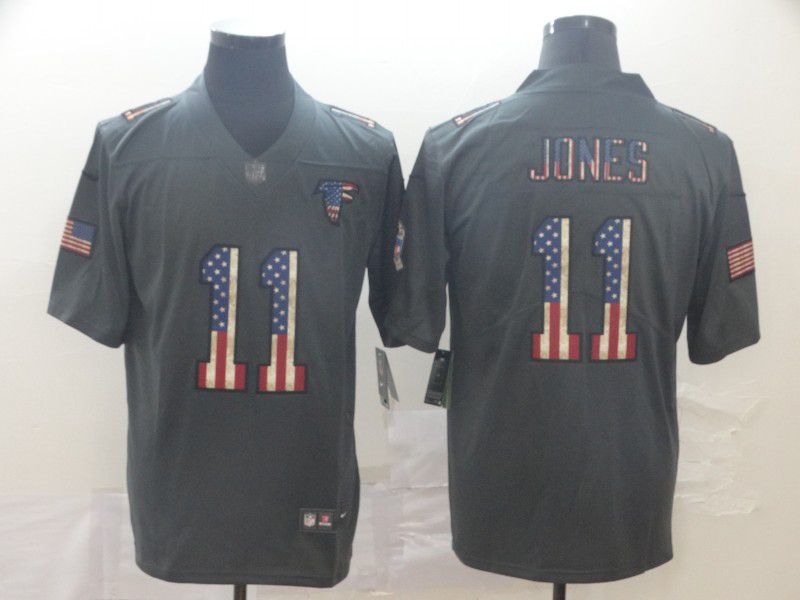 Men Atlanta Falcons #11 Jones Carbon Black Retro USA flag Nike NFL Jerseys